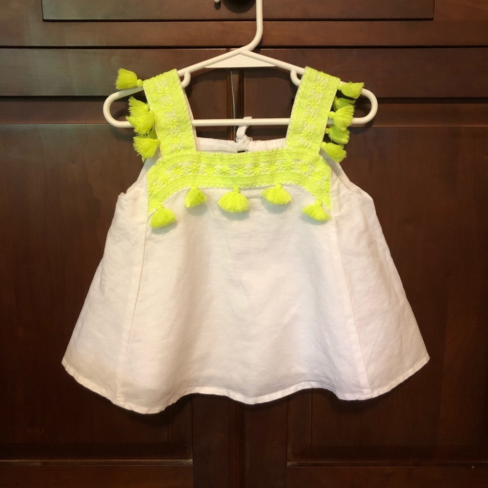 Crewcuts 4 girls linen neon top